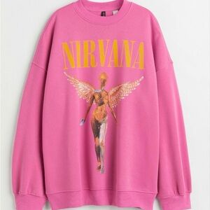 Nirvana Pink Angel Graphic Crewneck Sweatshirt Size M